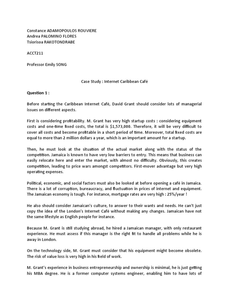 Internet Café Business Case Analysis | PDF | Prices | Profit (Economics)