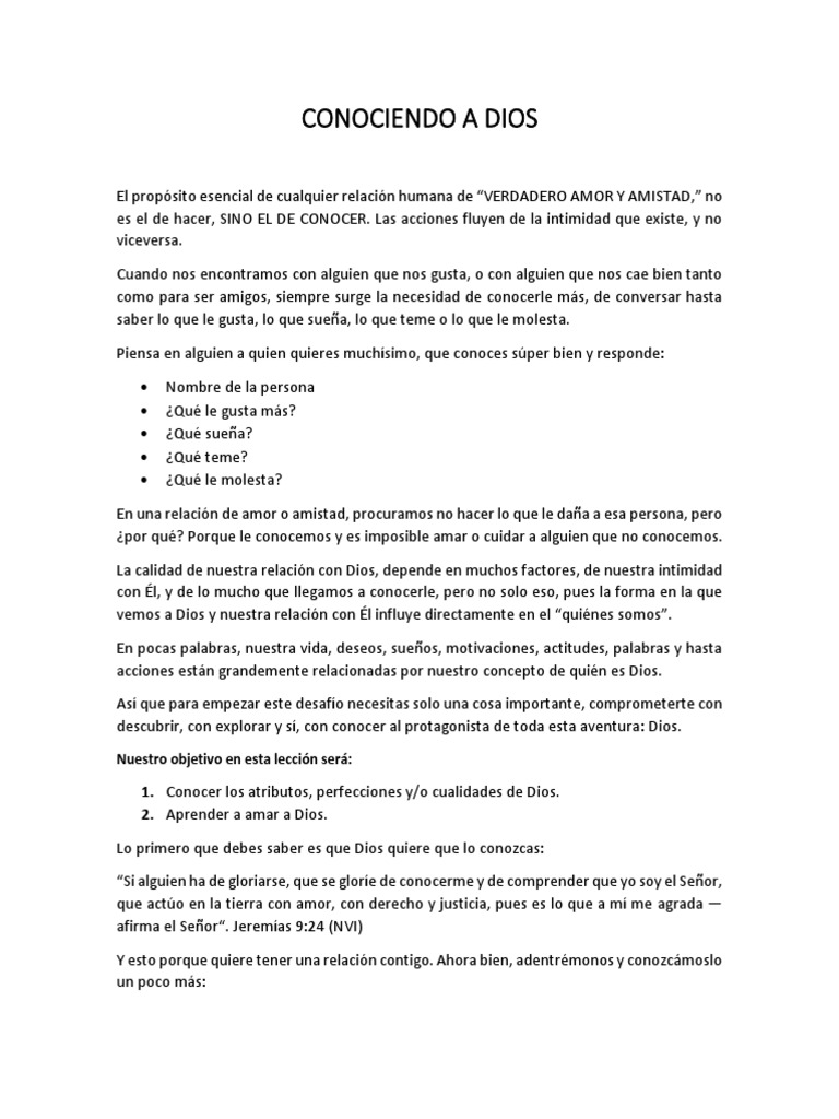 Tema 1 Conociendo A Dios - 220319 - 070644 | PDF | Amor | Dios