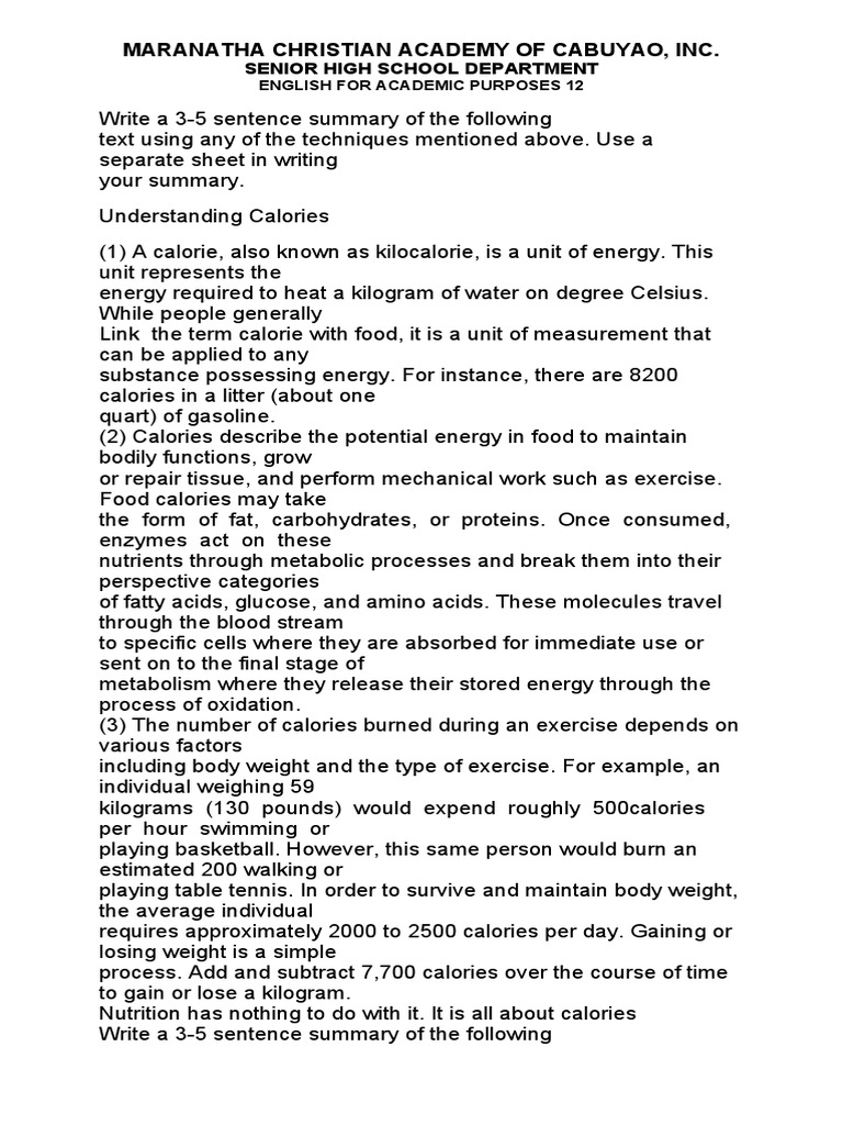 Activity formative eap pdf calorie metabolism