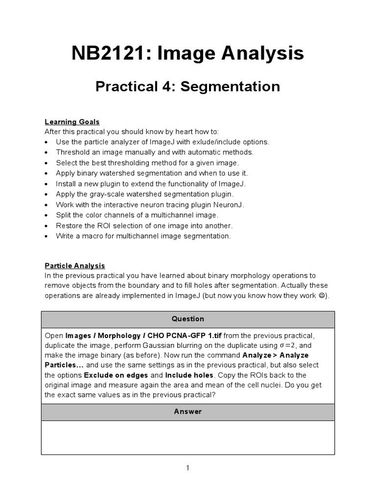 ImageJ Segmentation Techniques Guide | PDF | Image Segmentation ...