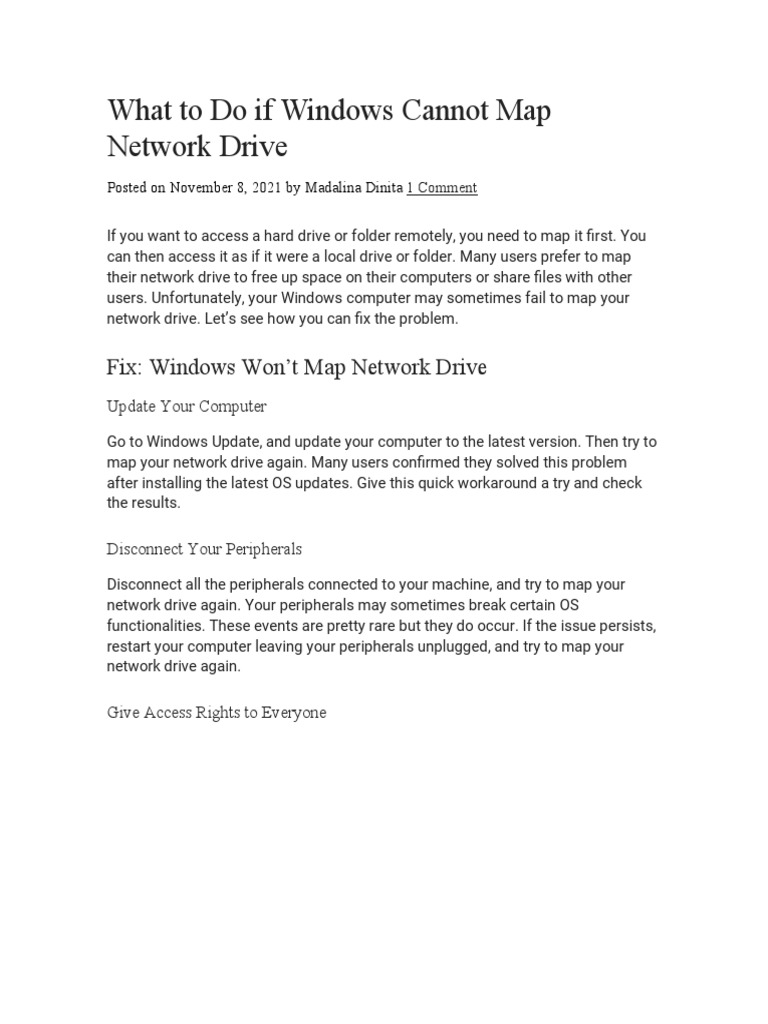 What To Do If Windows Cannot Map Network Drive PDF