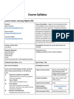 Yearlong Algebra Syllabus Fall 2022-Spring 2023 PDF