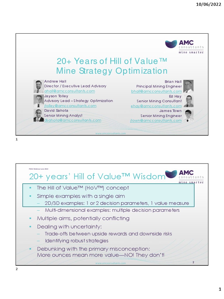 20 Years of HoV Optimization | PDF | Net Present Value | Mining