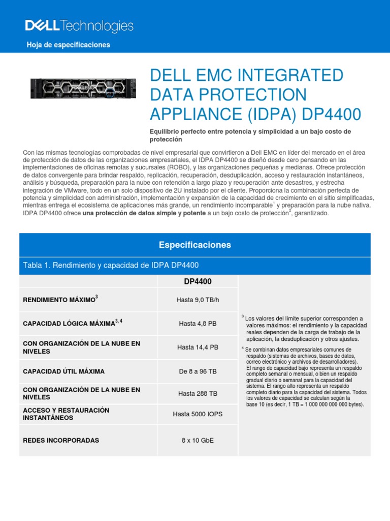h17232 Ss Integrated Data Protection Appliance dp4400 PDF Computación en la nube Informática