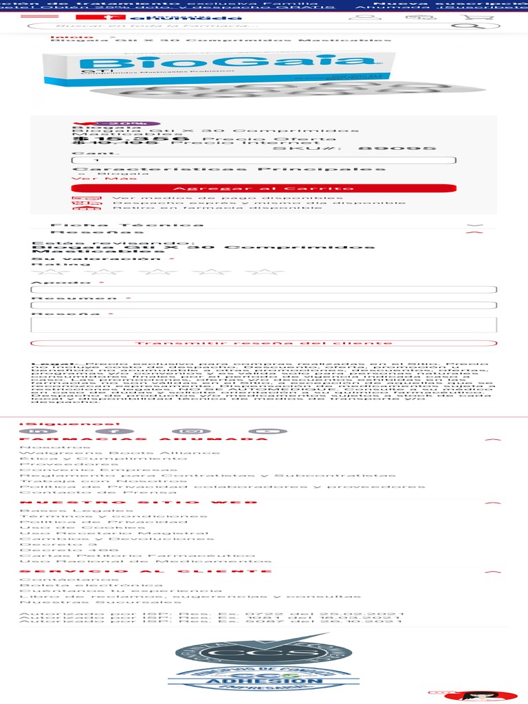 Biogaia Gti 30 Comprimidos Oferta | PDF | Farmacia | Privacidad en internet