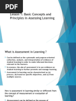 LESSON 1 Basic Concepts and Principles in Assessing Learning