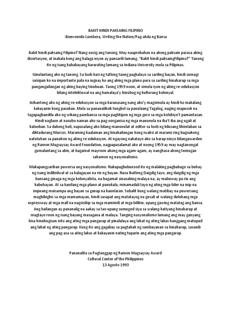 Bakit Hindi Paksaing Filipino PDF