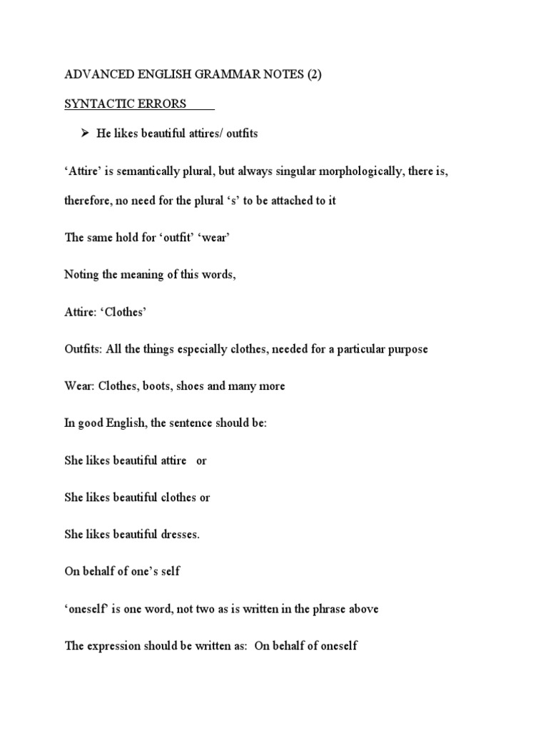 Advanced English Grammar Notes 2 | PDF