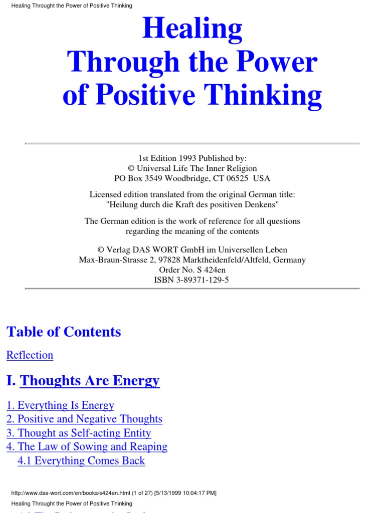 (Ebook) - Healing Throught - The Power of Positive Thinking | PDF