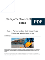 Aula 4 - Planejamento e Controle de Obras_ Objetivos e principais aspectos