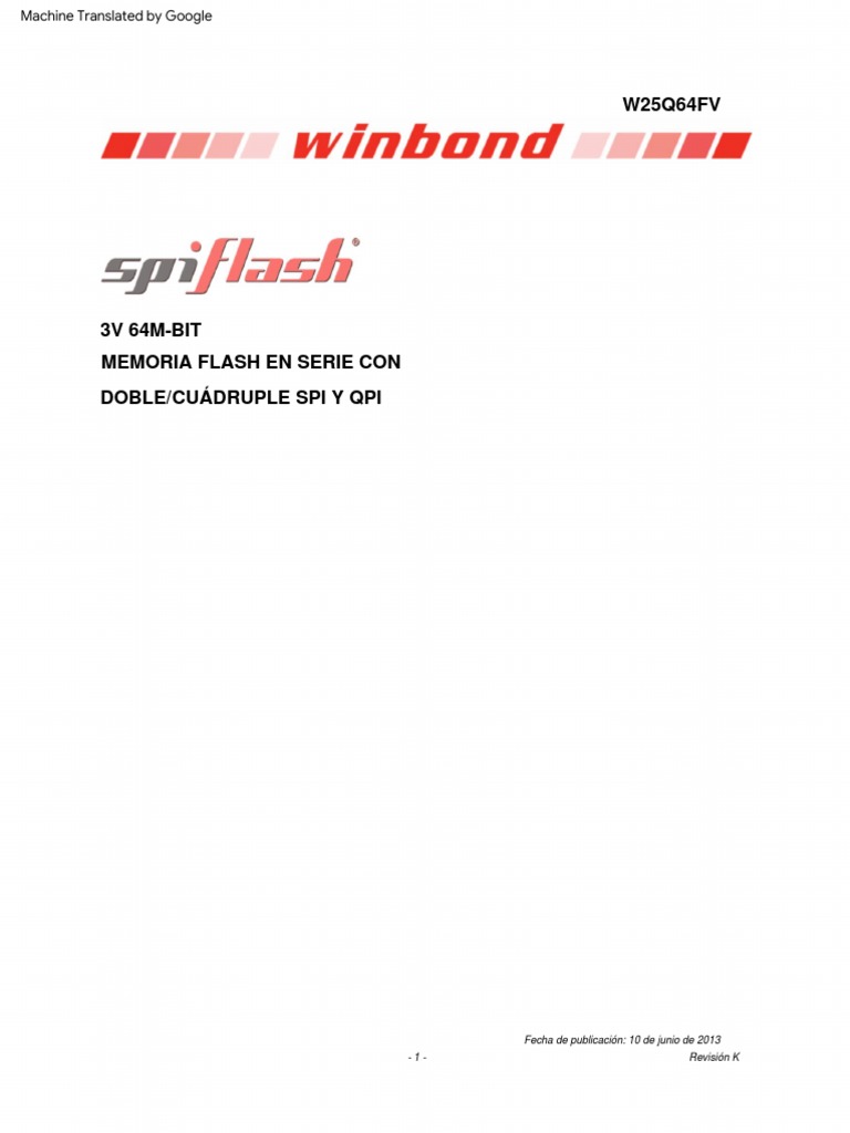 Winbond W25Q64FVSSIG Datasheet | PDF | Poco | De entrada y salida