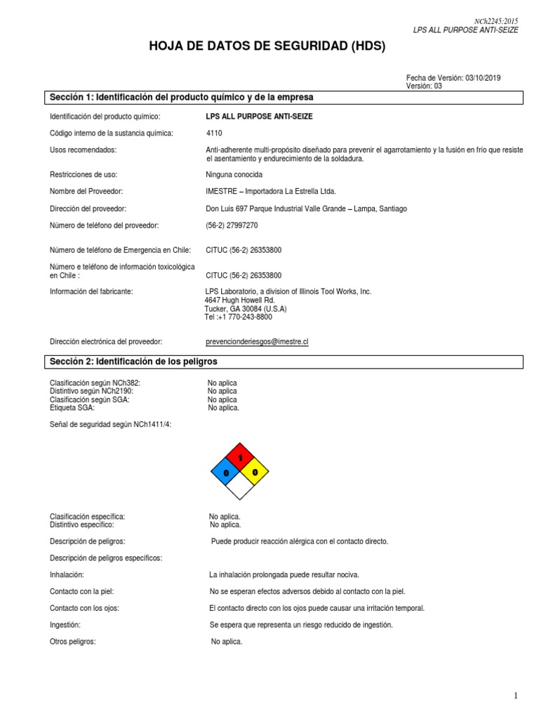 LPS ALL PURPOSE ANTISEIZE HDS PDF Química
