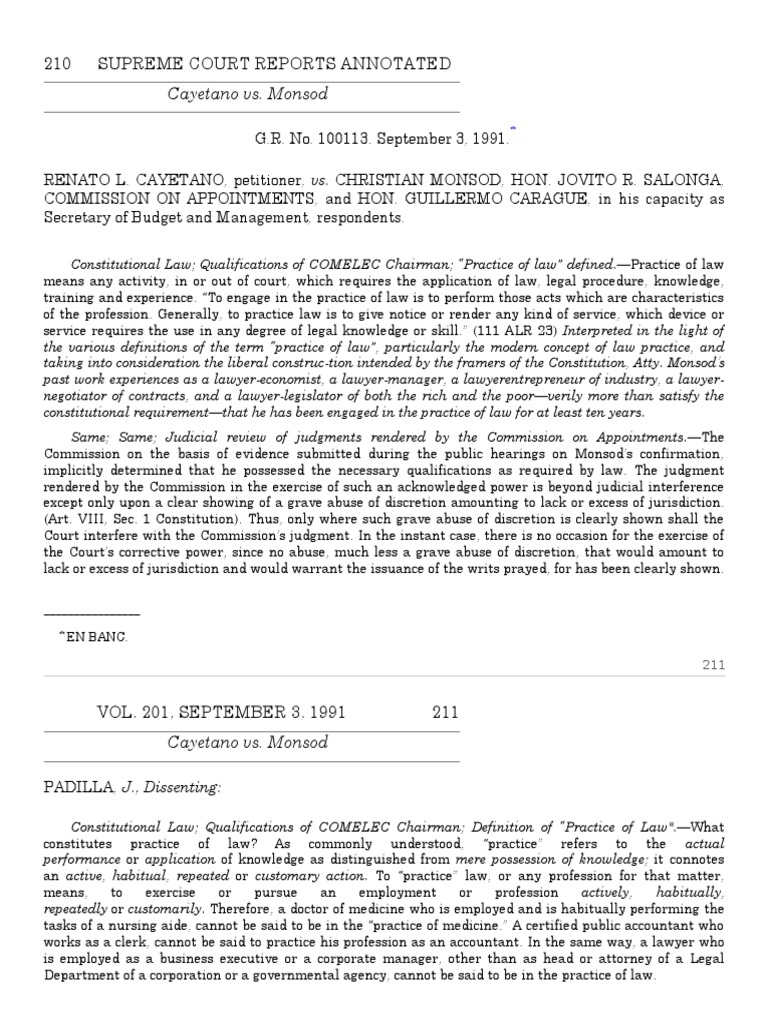 Defining the Practice of Law Qualifications for the COMELEC Chairman