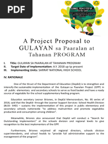 Gulayan Sa Paaralan at Tahanan Proposal
