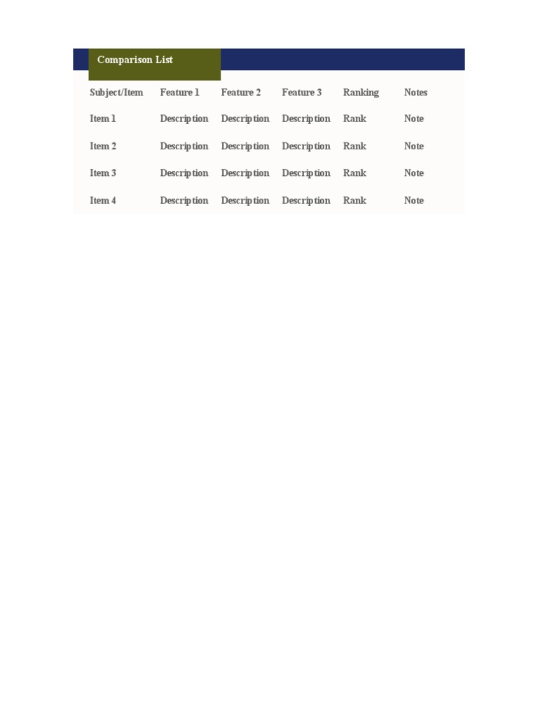Comparison Chart Template 17 | PDF | Language Arts & Discipline | Computers