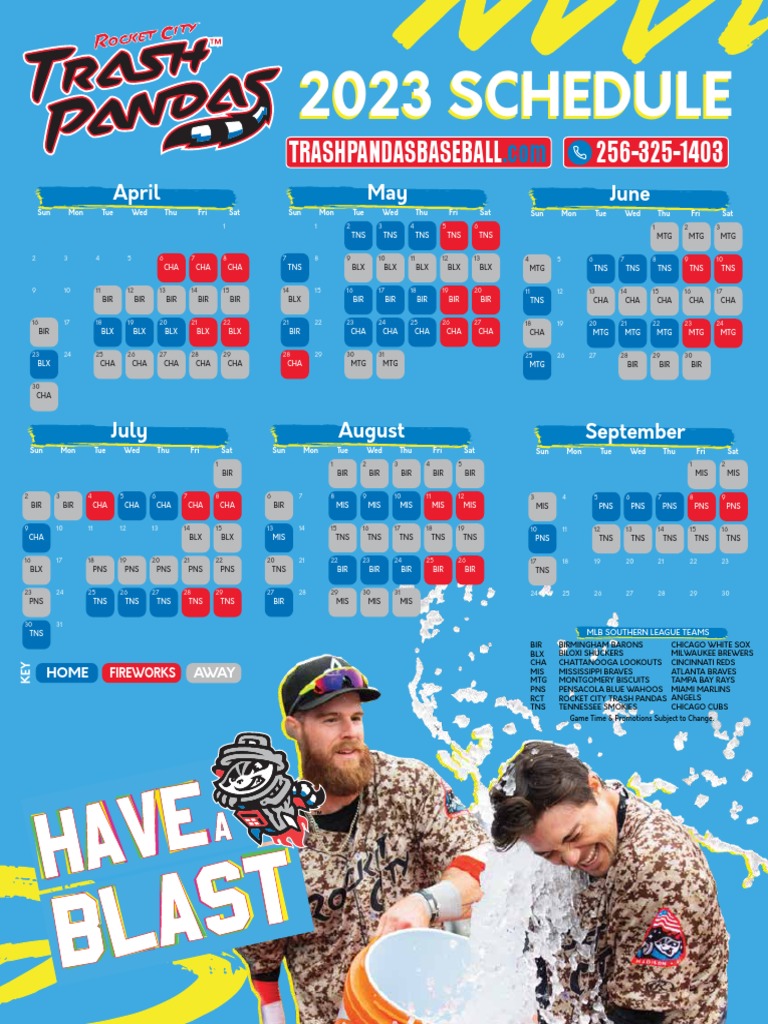 2023 Rocket City Trash Pandas Schedule PDF