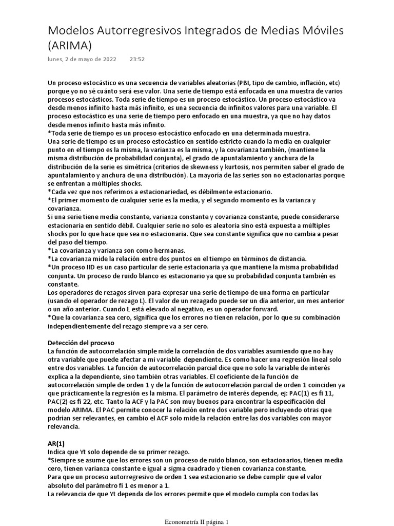 Modelos Autorregresivos Integrados de Medias Móviles (ARIMA) PDF