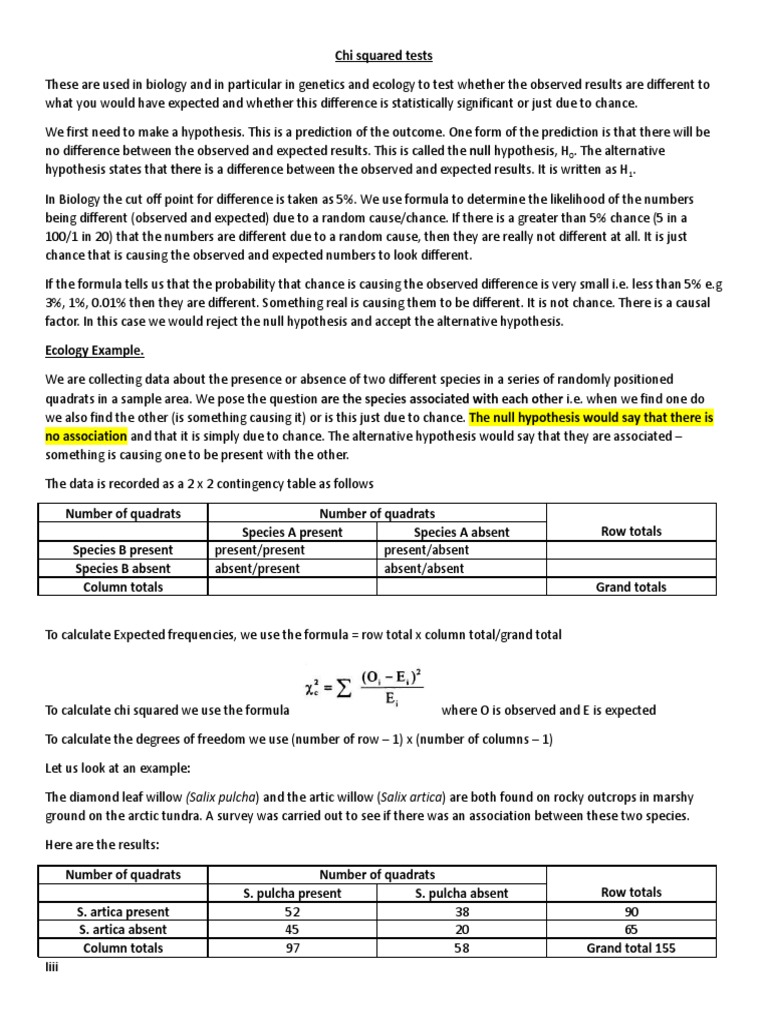 Chi-Squared Tests in Ecology | PDF | Chi Squared Test | Statistical ...