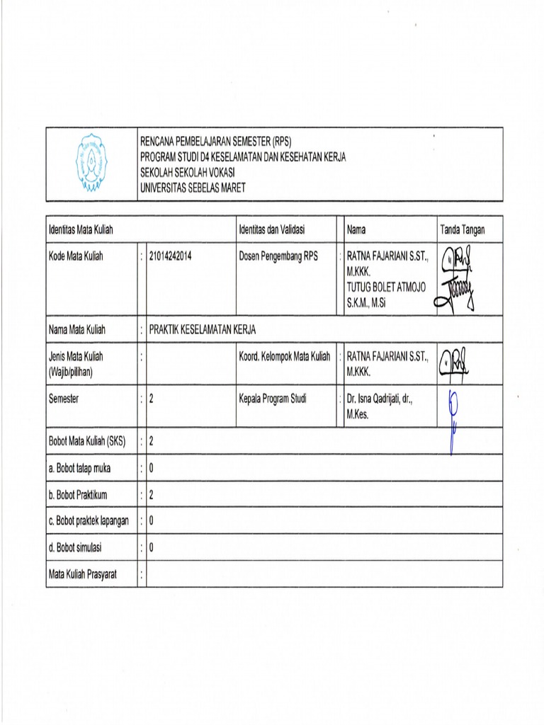 Rps-2-Praktik Keselamatan Kerja | PDF