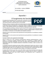 Apostila - o Surgimento Da Sociologia - Correta e Revisada