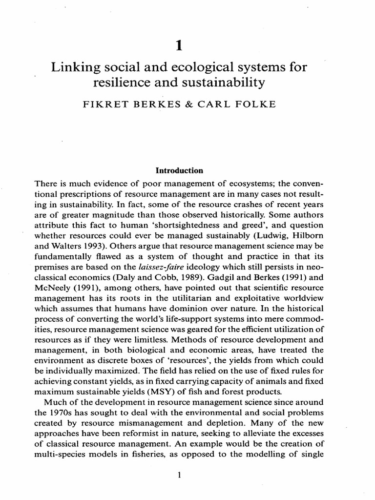 Linking Social and Ecological Systems | PDF | Ecological Resilience ...