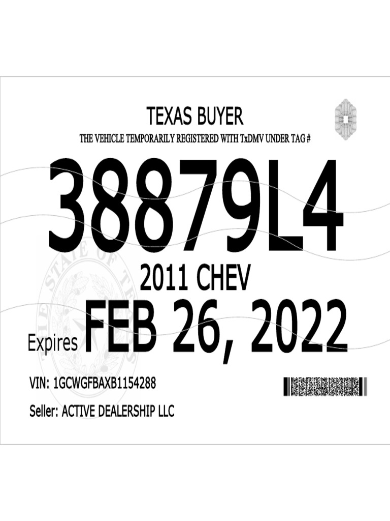 Texas Temporary Vehicle Registration | PDF | Vehicles | Transport