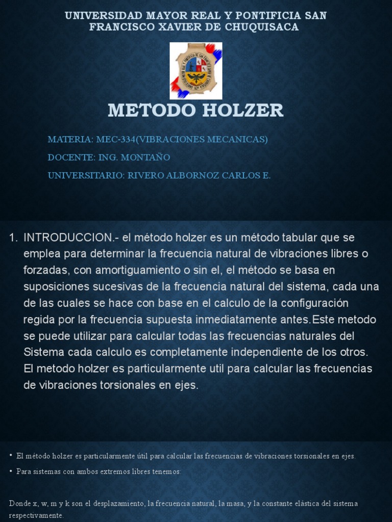 Método Holzer en Vibraciones Mecánicas | PDF