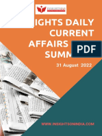 31 August 2022 INSIGHTS DAILY CURRENT AFFAIRS + PIB SUMMARY
