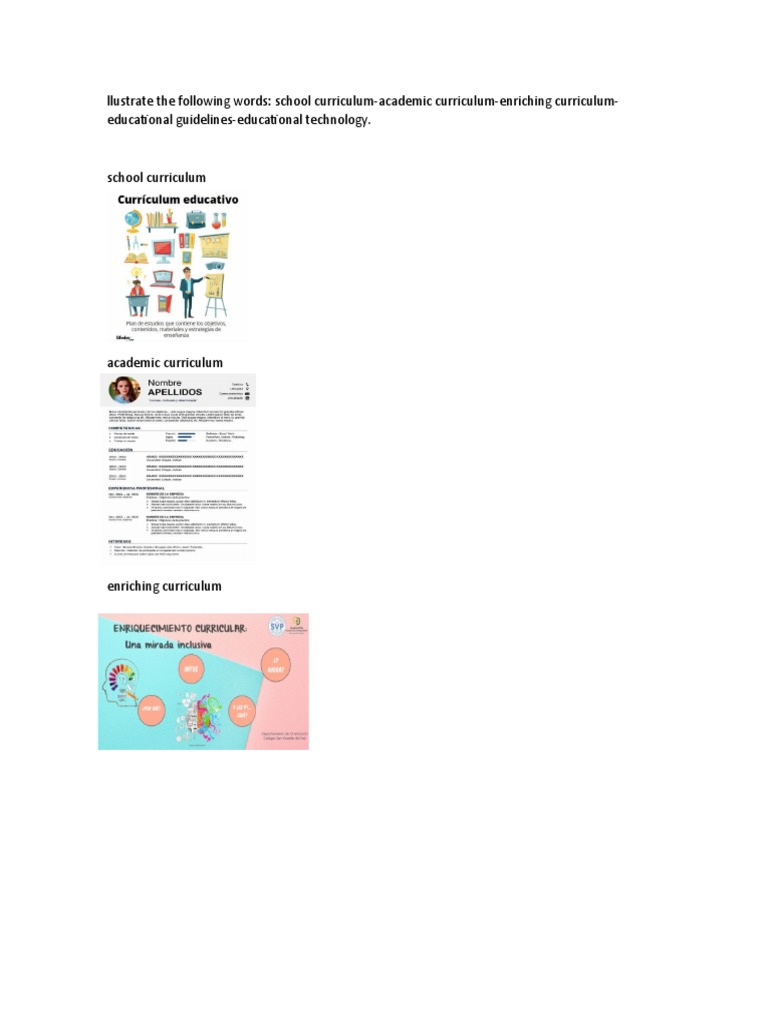 Llustrate The Following Words: School Curriculum-Academic Curriculum ...