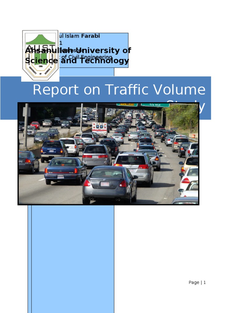 Report On Traffic Volume Study Traffic Road