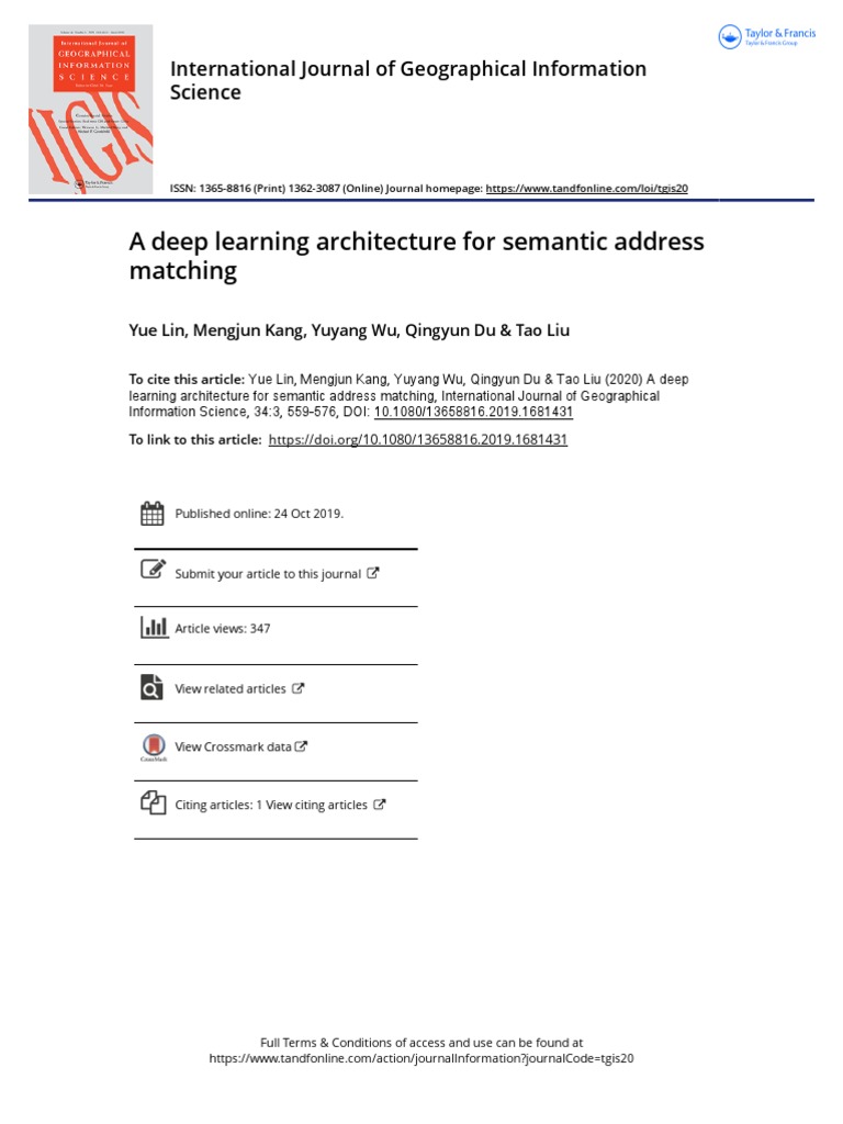A Deep Learning Architecture For Semantic Address Matching | PDF | Deep ...