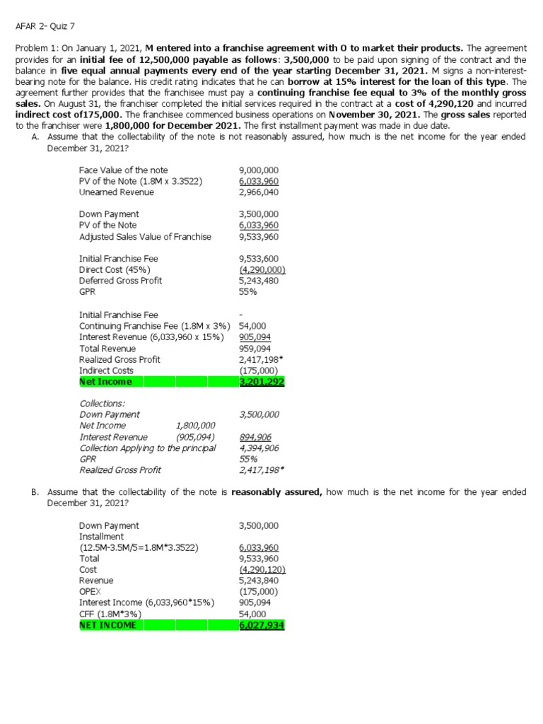 Franchise Quiz | PDF | Franchising | Interest