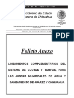 Lineamientos Complementarios Al Sistema de Cuotas y Tarifas para Juarez y Chihuahua