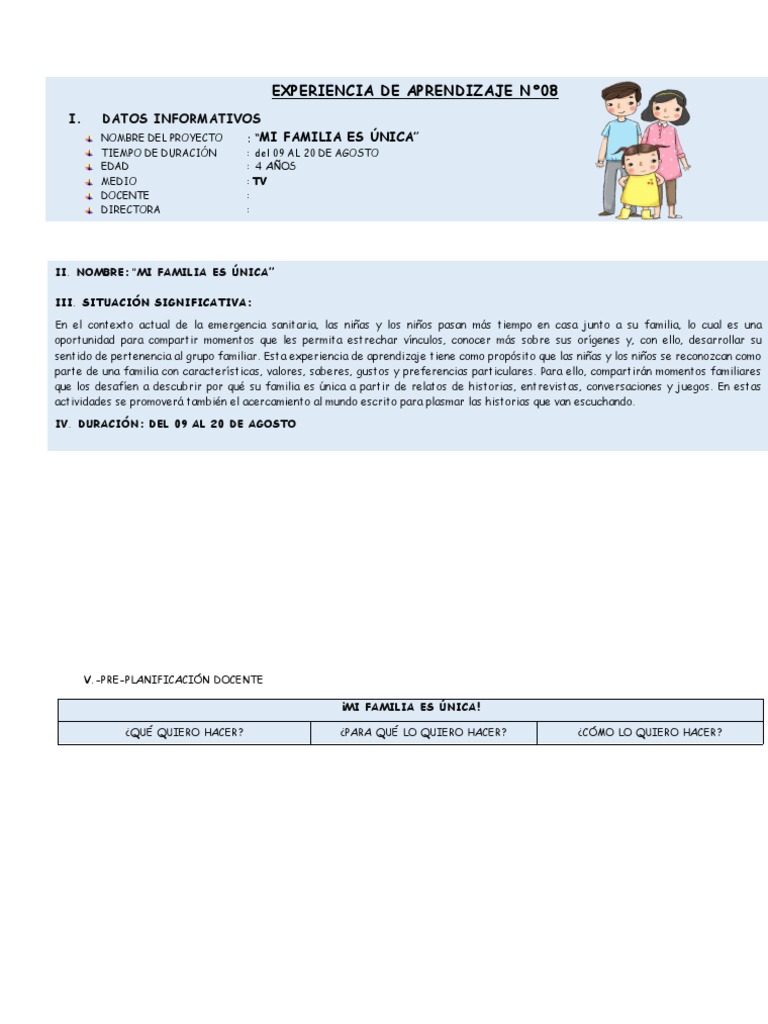 Mi Familia es Única: Aprendizaje Familiar | PDF | Comunicación | Evaluación