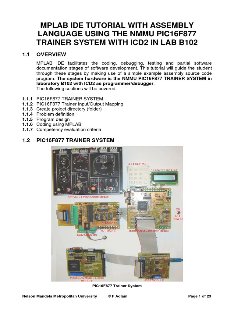 MPLAB Tutorial Using Assembly Language For The PIC16F877 Wit | PDF ...