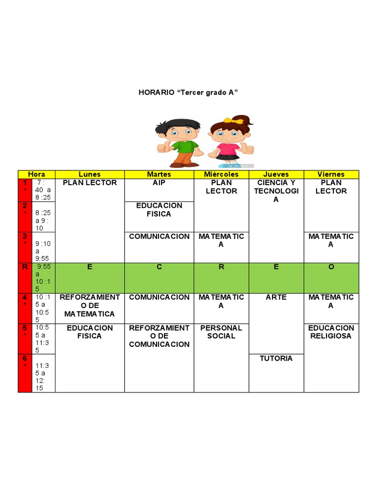 Horario Tercer Grado PDF