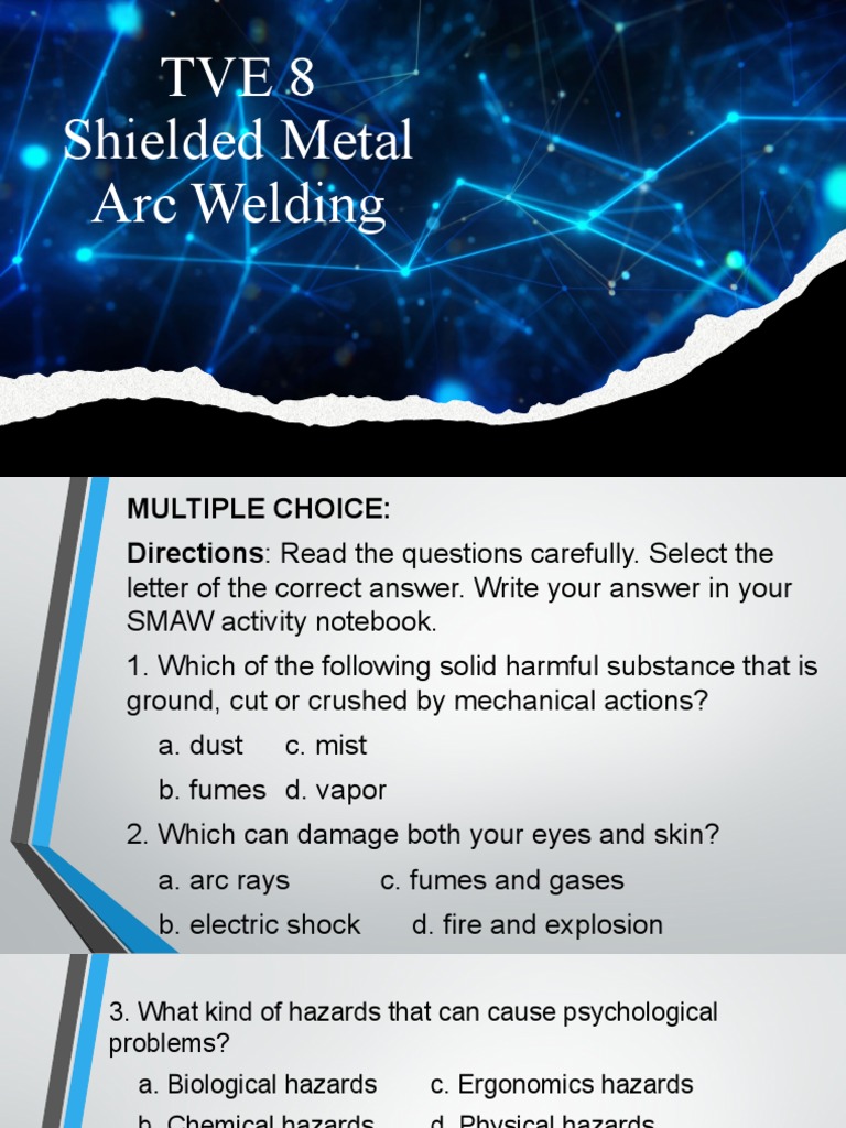 Hazards of Shielded Metal Arc Welding A Multiple Choice Assessment on