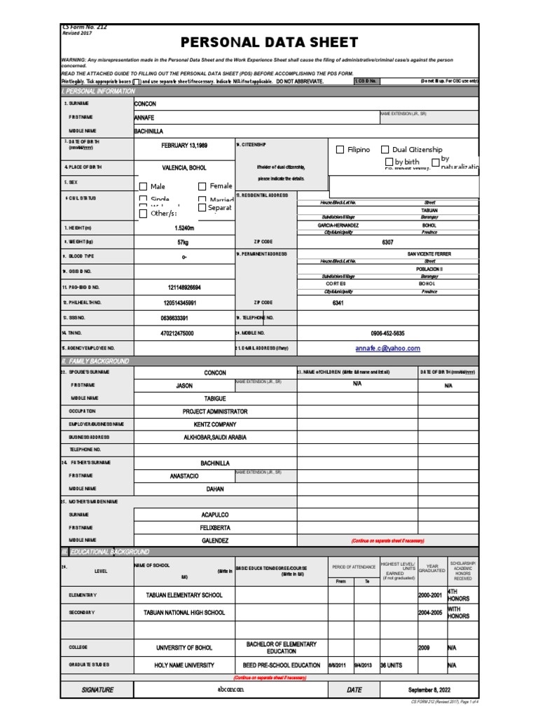 Fill up personal data sheet revised 2017 pdf justice crime