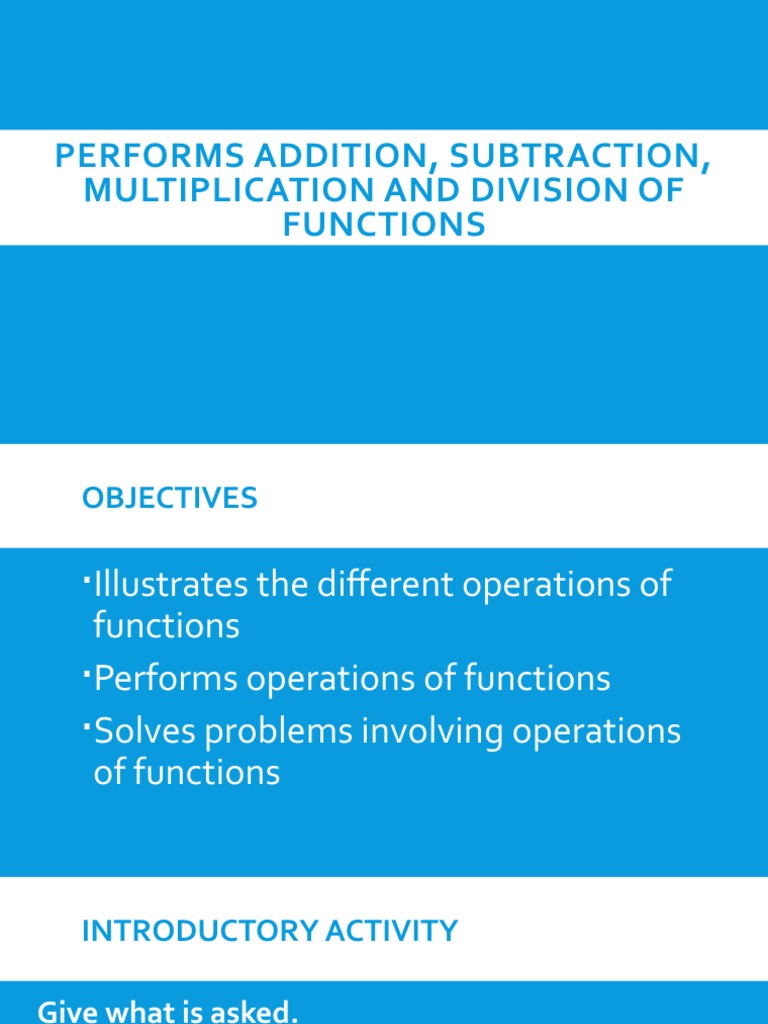 3 Operations of Functions | PDF | Multiplication | Subtraction