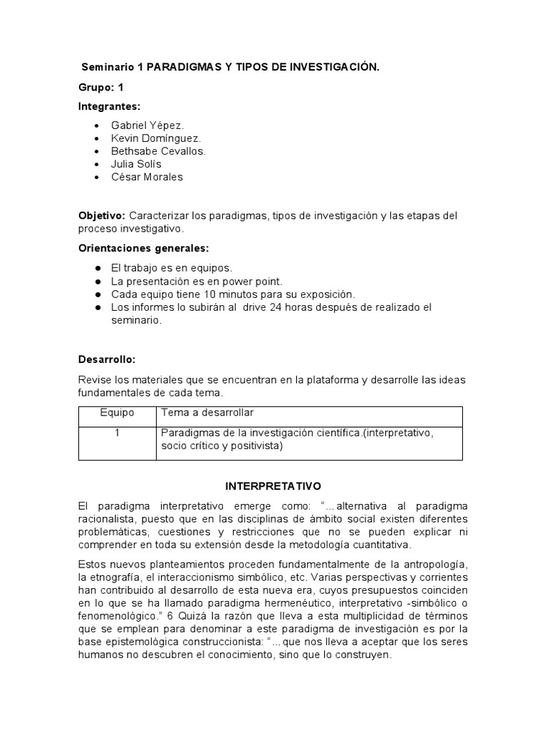 Paradigmas y Tipos de Investigación | PDF