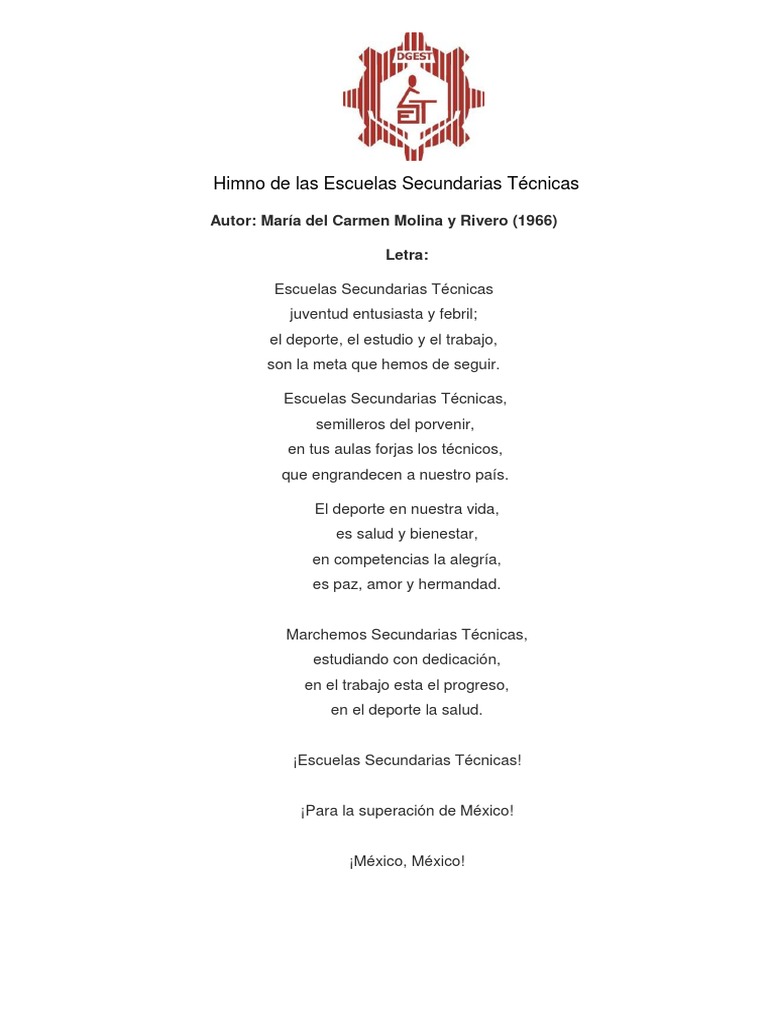 Himno de Las Escuelas Secundarias Tc3a9cnicas | PDF