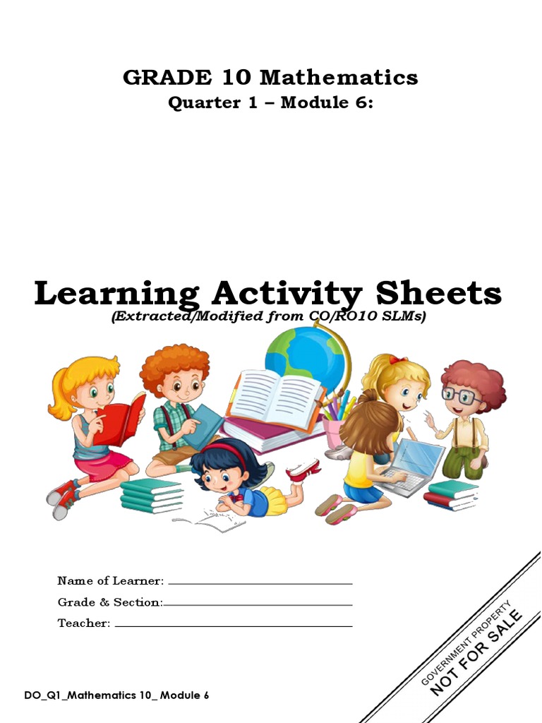 GRADE 10 Mathematics Q1 M6 PDF Mathematical Objects Mathematical