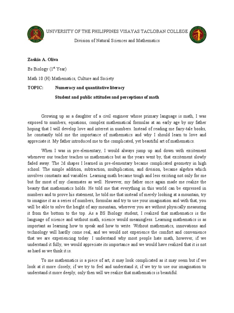 Reflection on Mathematics Appreciation | PDF | Mathematics | Science