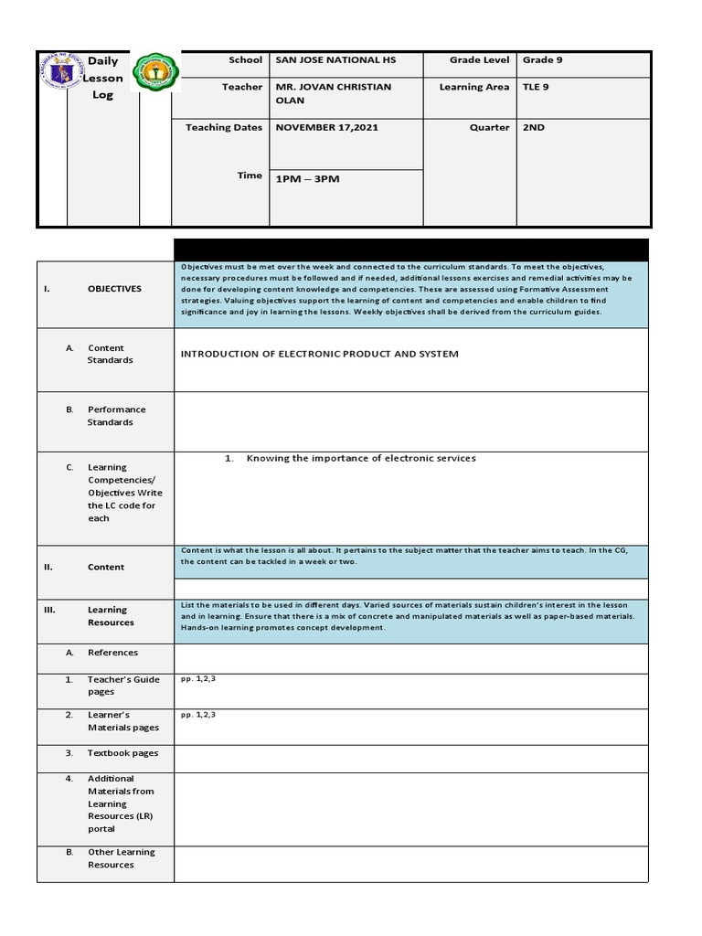 Grade 9 TLE Electronics Lesson Plan | PDF | Rectifier | Power Supply