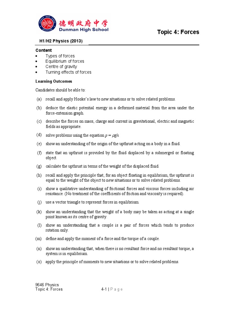 Forces Lecture Notes Pdf Buoyancy Force