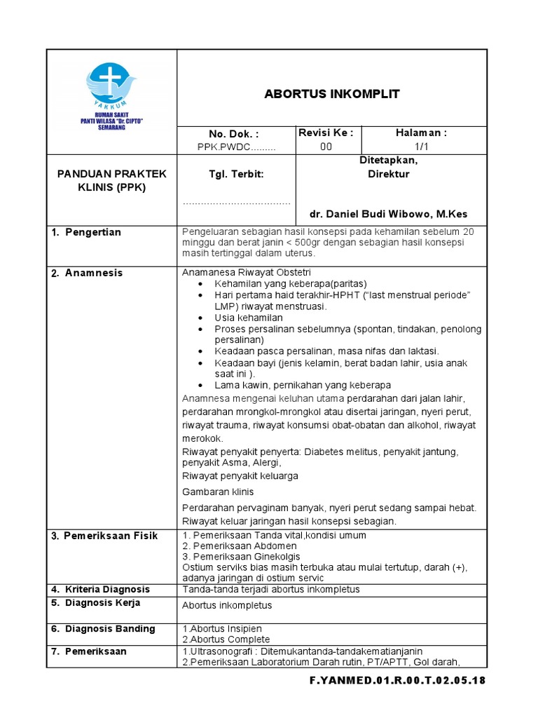Panduan Abortus Inkomplit: Diagnosis & Penanganan | PDF