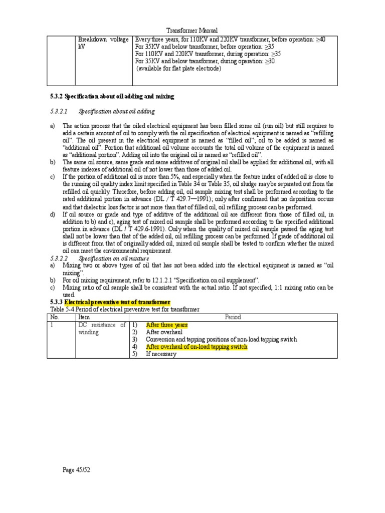 Transformer Maintenance and Testing Guide | PDF | Transformer ...
