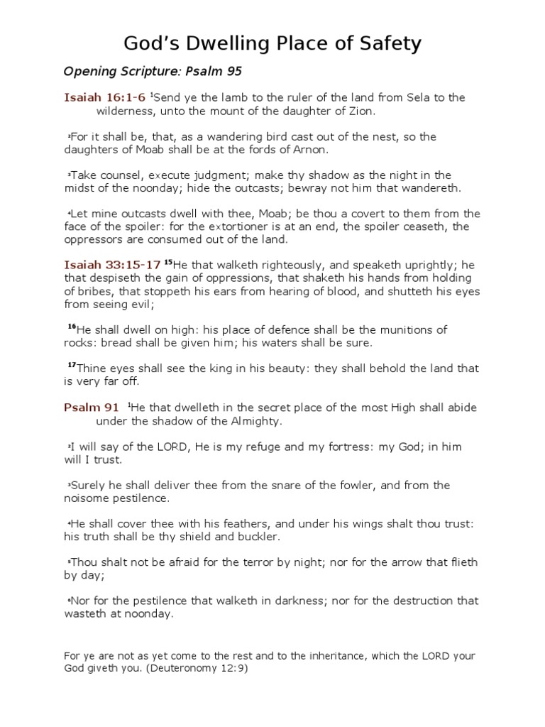 God's Dwelling Place of Safety | PDF | Thou | Serpents In The Bible
