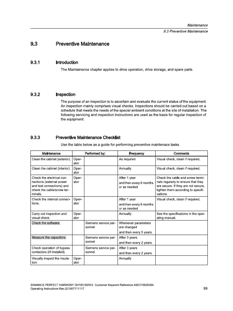 VFD Drive 5 Yearly PM & Testing (Sinec Siemens Drive) | PDF