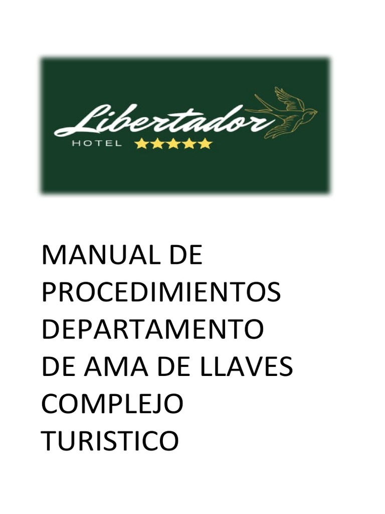 ManualDeProcedimientoAmaDeLlaves Equipo Alpha PDF Hotel